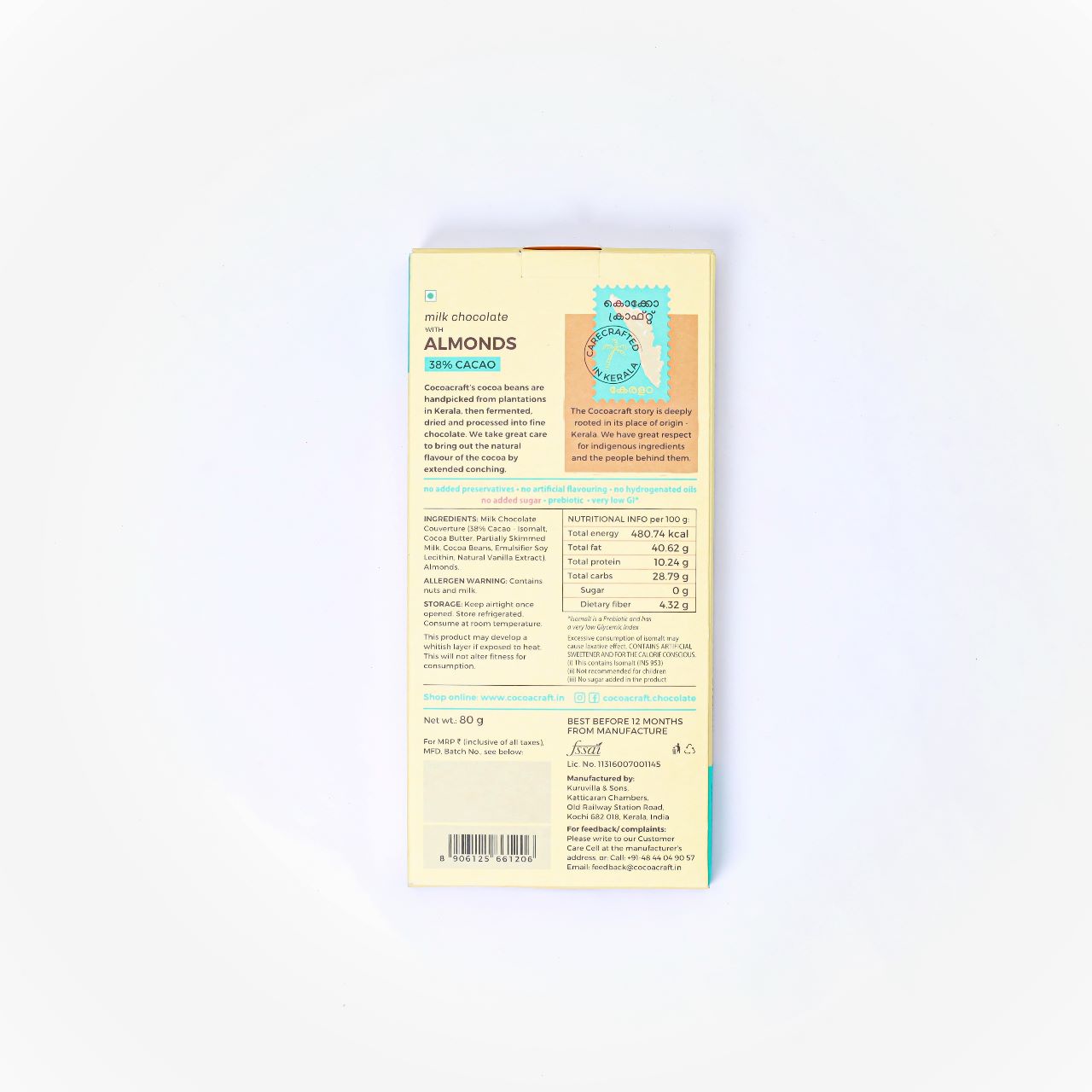 38% Milk Chocolate with Almonds | Sugar-free | 80g