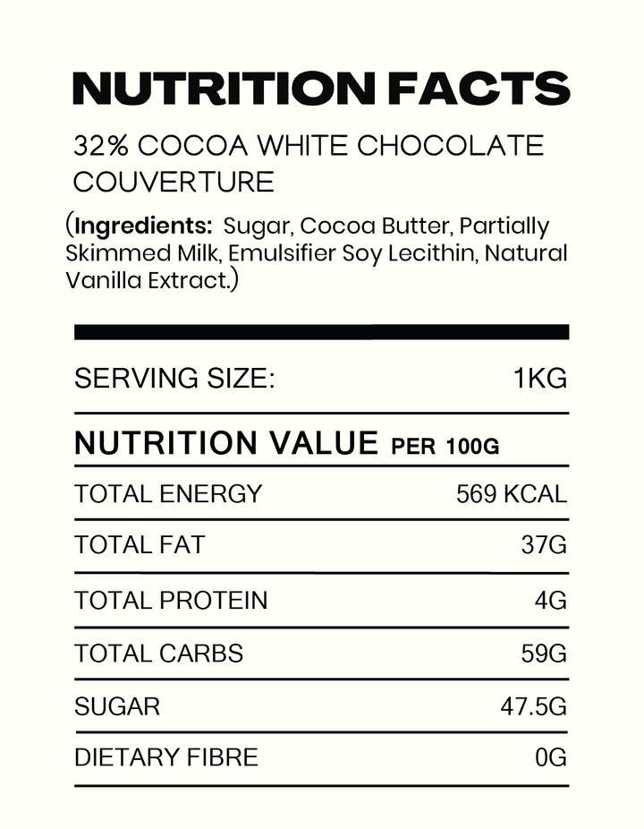 33% Cocoa White Chocolate Couverture - Cocoacraft