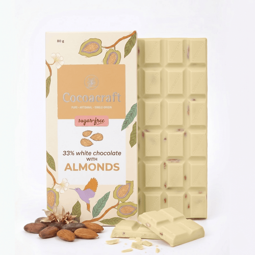 33%  White Chocolate with Roasted Almonds | Sugar Free | 80g