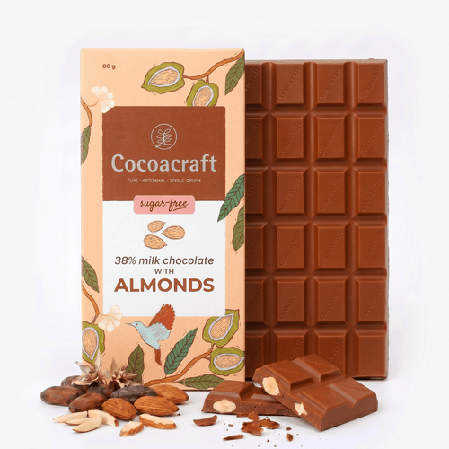 38% Milk Chocolate with Roasted Almonds | Sugar Free | 80G
