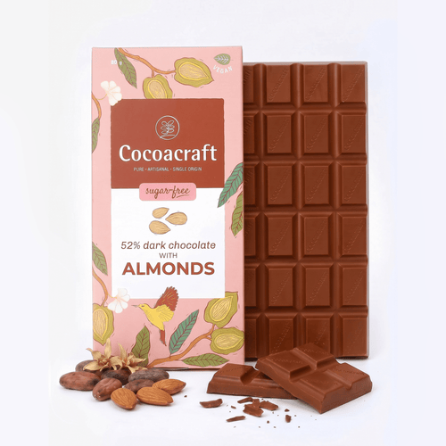 52% Dark Chocolate with Roasted Almonds | Sugar Free | 80G