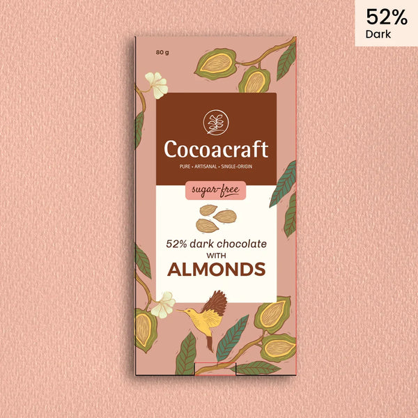 52% Dark Chocolate with Roasted Almonds | Sugar Free | 80G