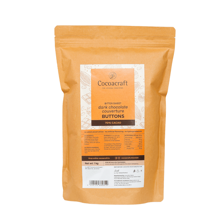 70% Cocoa Bitter sweet Dark Chocolate Couverture - Cocoacraft