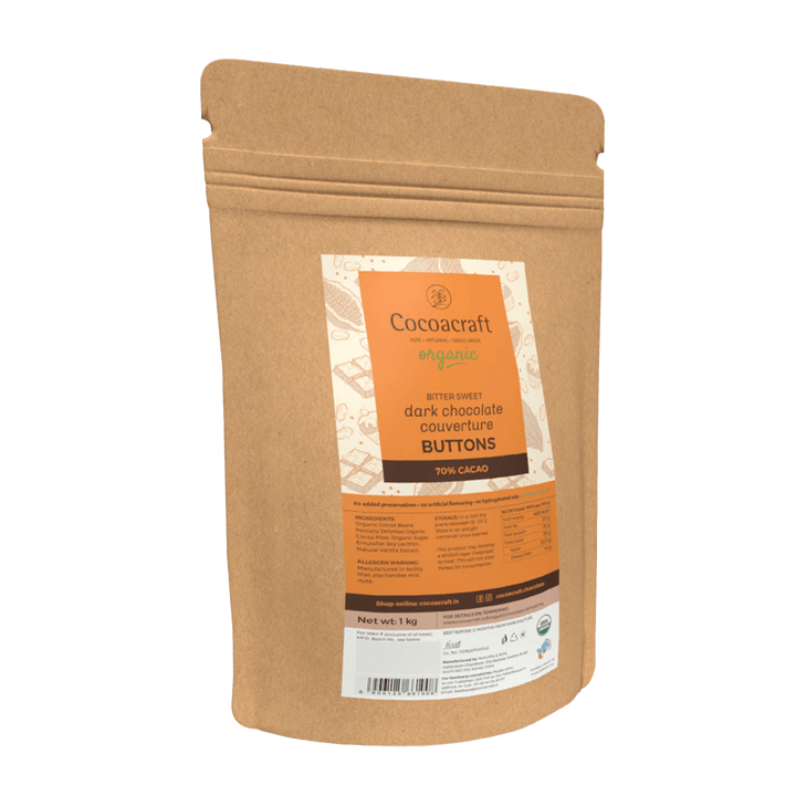 70% Cocoa Bitter sweet Dark Chocolate Couverture | Organic - Cocoacraft
