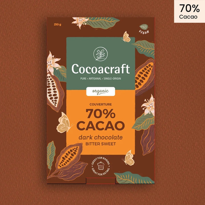 70% Cocoa Bitter sweet Dark Chocolate Couverture | Organic - Cocoacraft