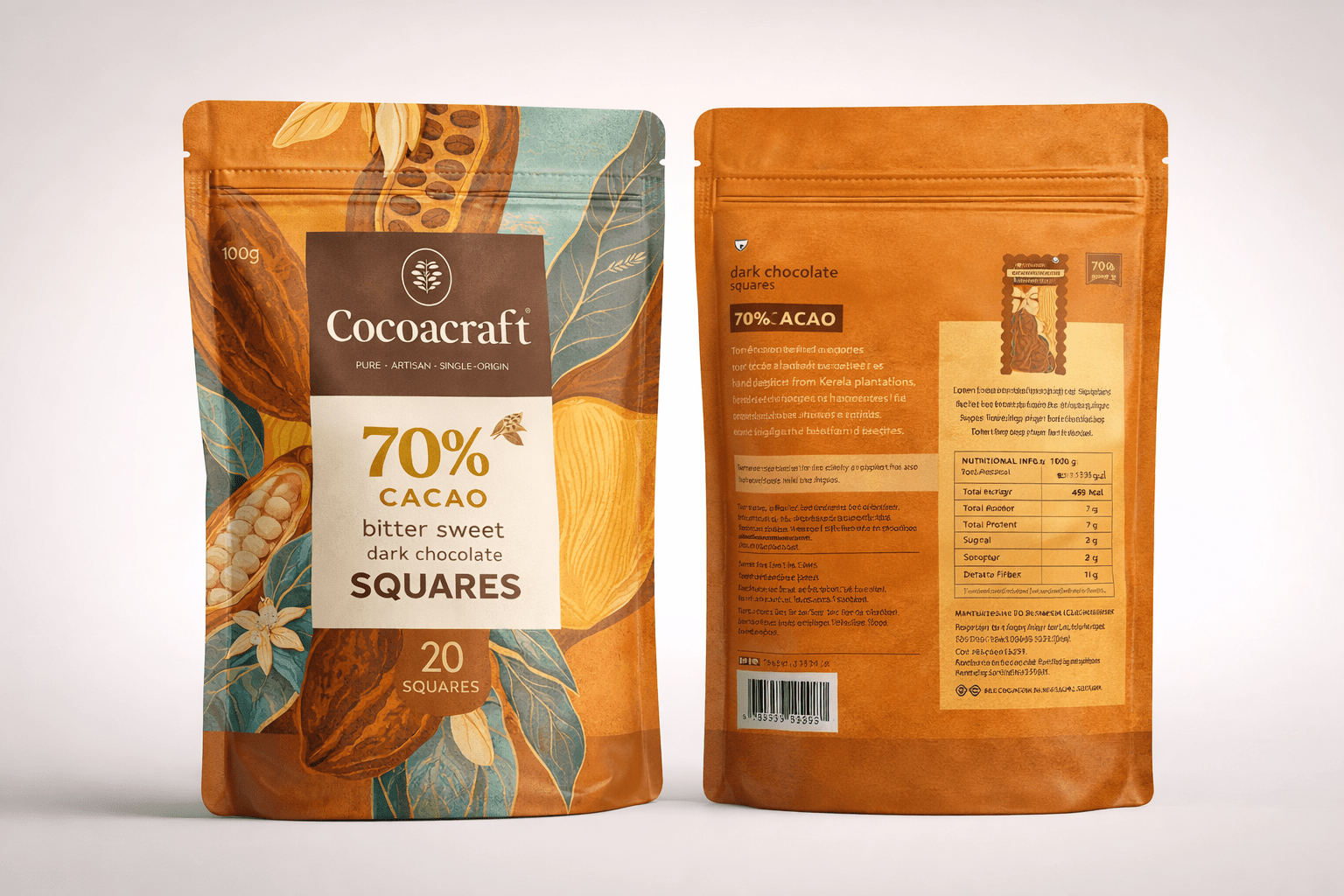 70% Cocoa Bitter sweet Dark Chocolate Squares| 100g – Cocoacraft
