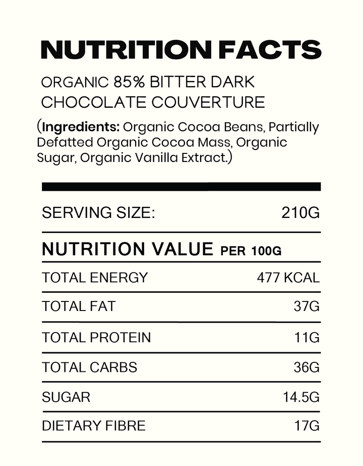 85% Cocoa Bitter Dark Chocolate Couverture | Organic - Cocoacraft