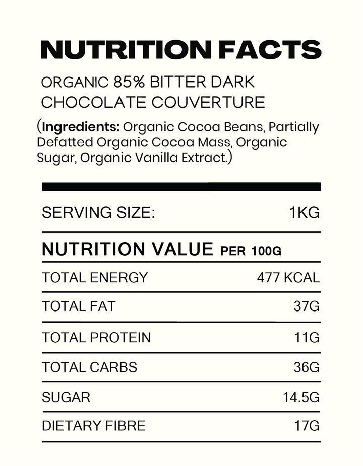 85% Cocoa Bitter Dark Chocolate Couverture | Organic - Cocoacraft
