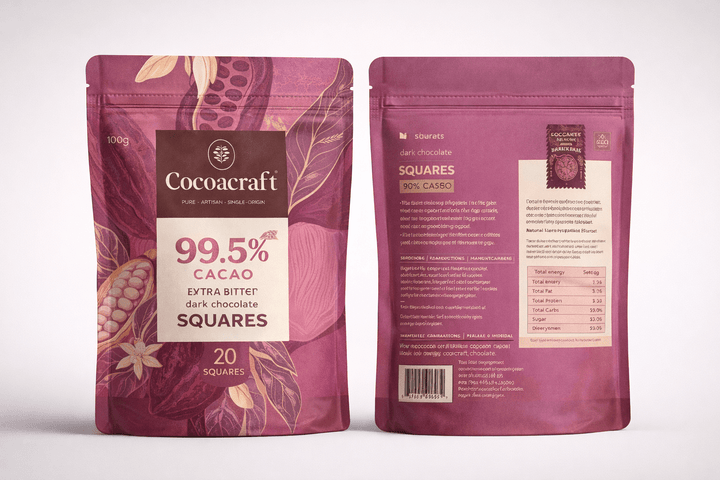 タレントカード cocoa 99.5% Cocoa Extra Bitter Dark Chocolate Squares| 100g – Cocoacraft