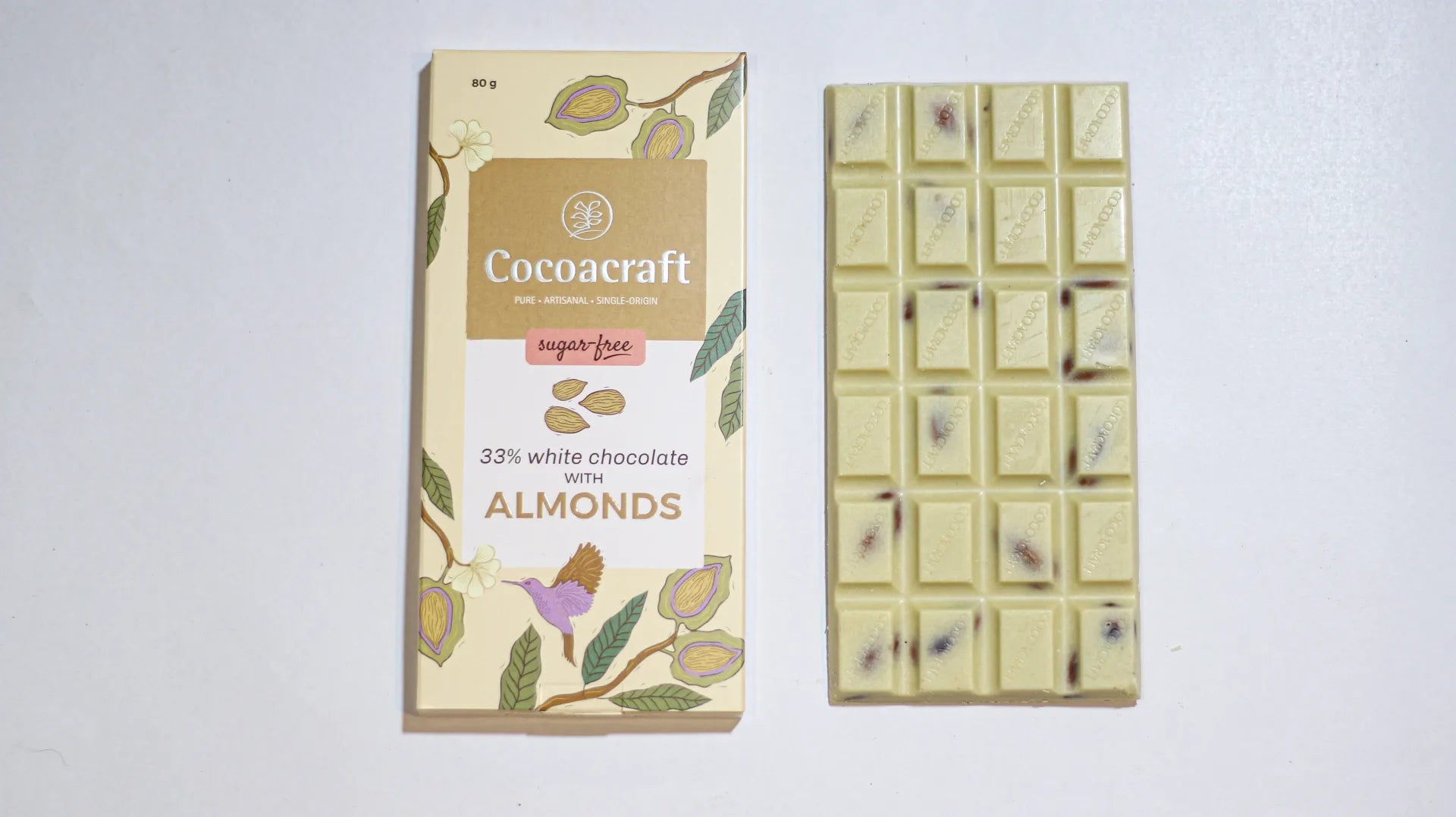 33% White Chocolate with Almonds | Sugar-free | 80g