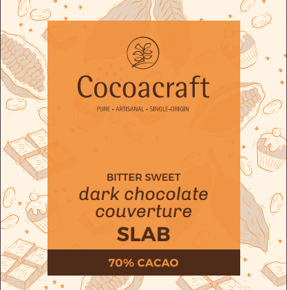70% Dark Chocolate Couverture | Tempered Slab | 1kg