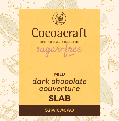 52% Dark Chocolate Couverture | Tempered Slab | Sugar-free | 1kg