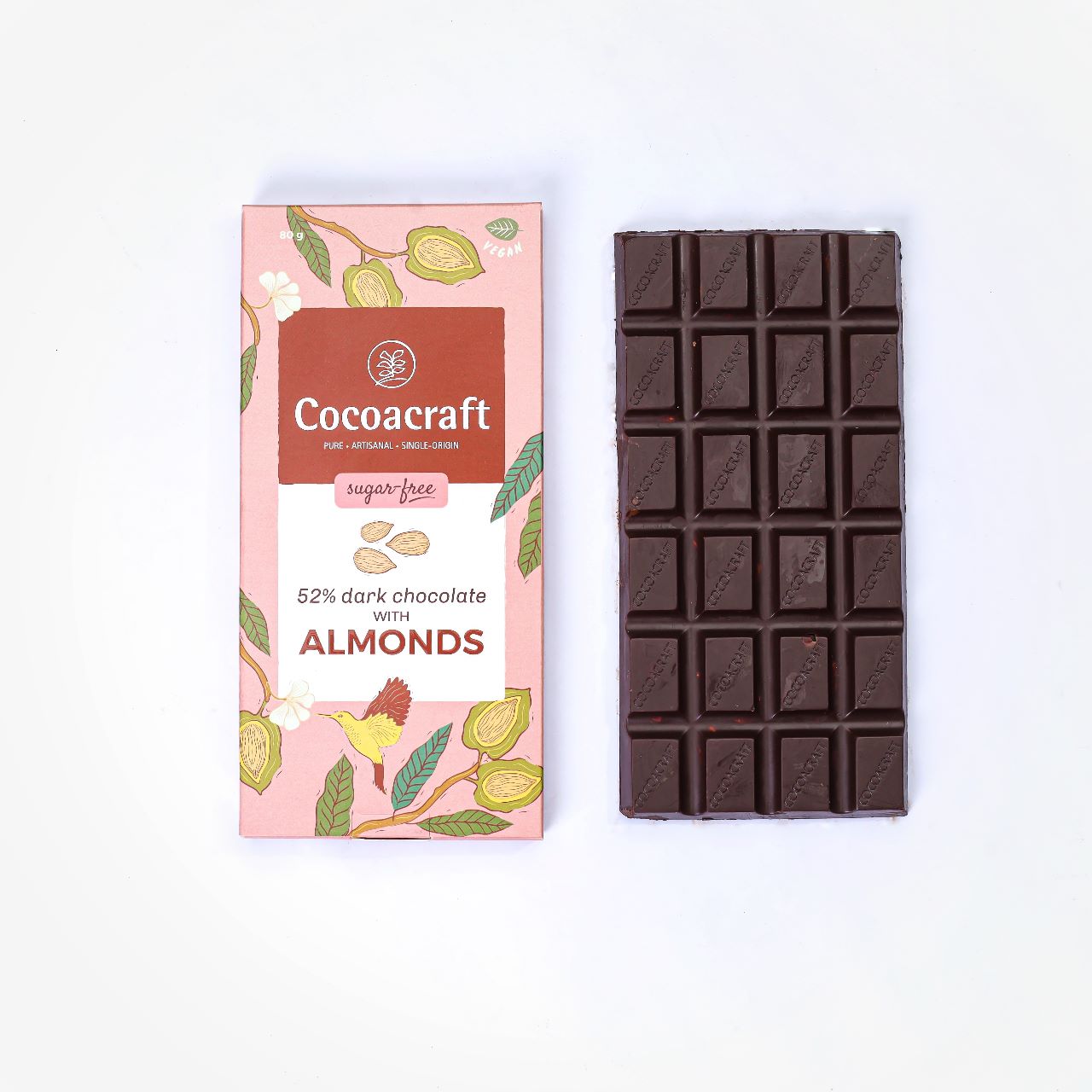 52% Dark Chocolate with Almonds | Sugar-free | 80g ( Shelf Life 5 months only)