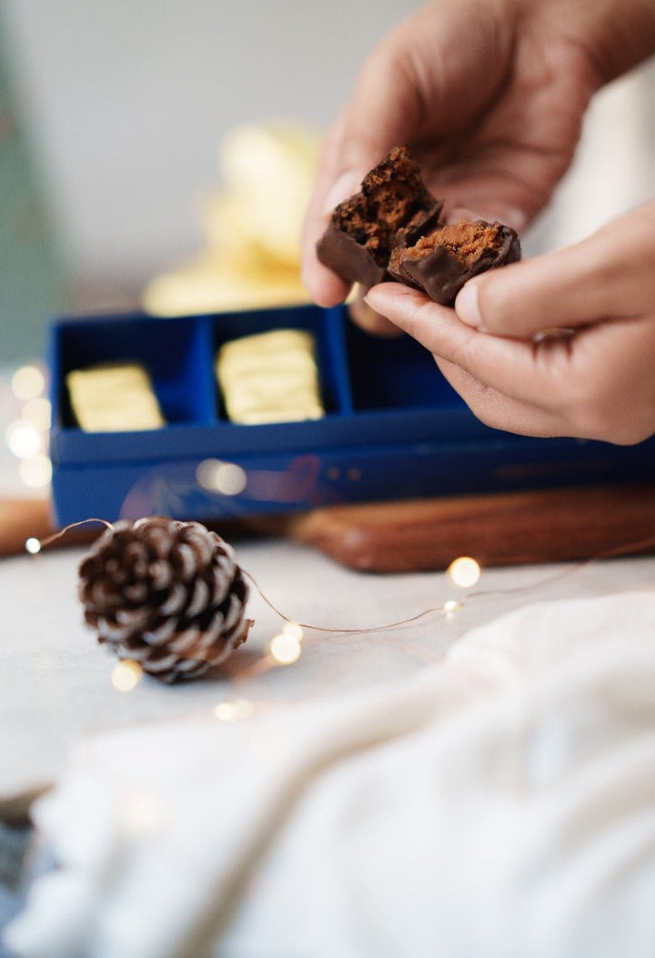 Dark Chocolate Dipped Plum Cake Slice Box - Cocoacraft