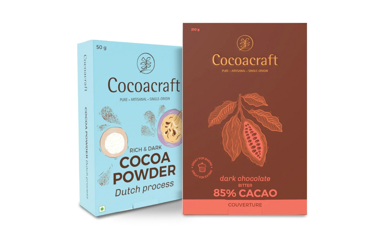 BAKING | COCOA POWDER 50G + 85% DARK CHOCOLATE COUVERTURE 210G
